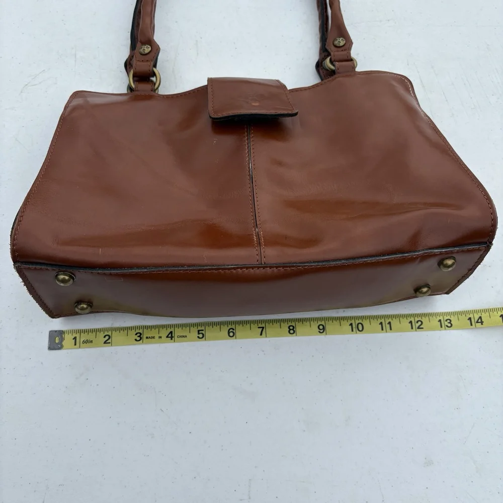 Patricia Nash Leather Shoulder Bag Tan Brown Tote Satchel Double Strap Purse